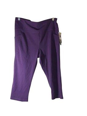 Avia Womens Purple Capri Leggings L 12-14 Nylon Spandex With Pockets
